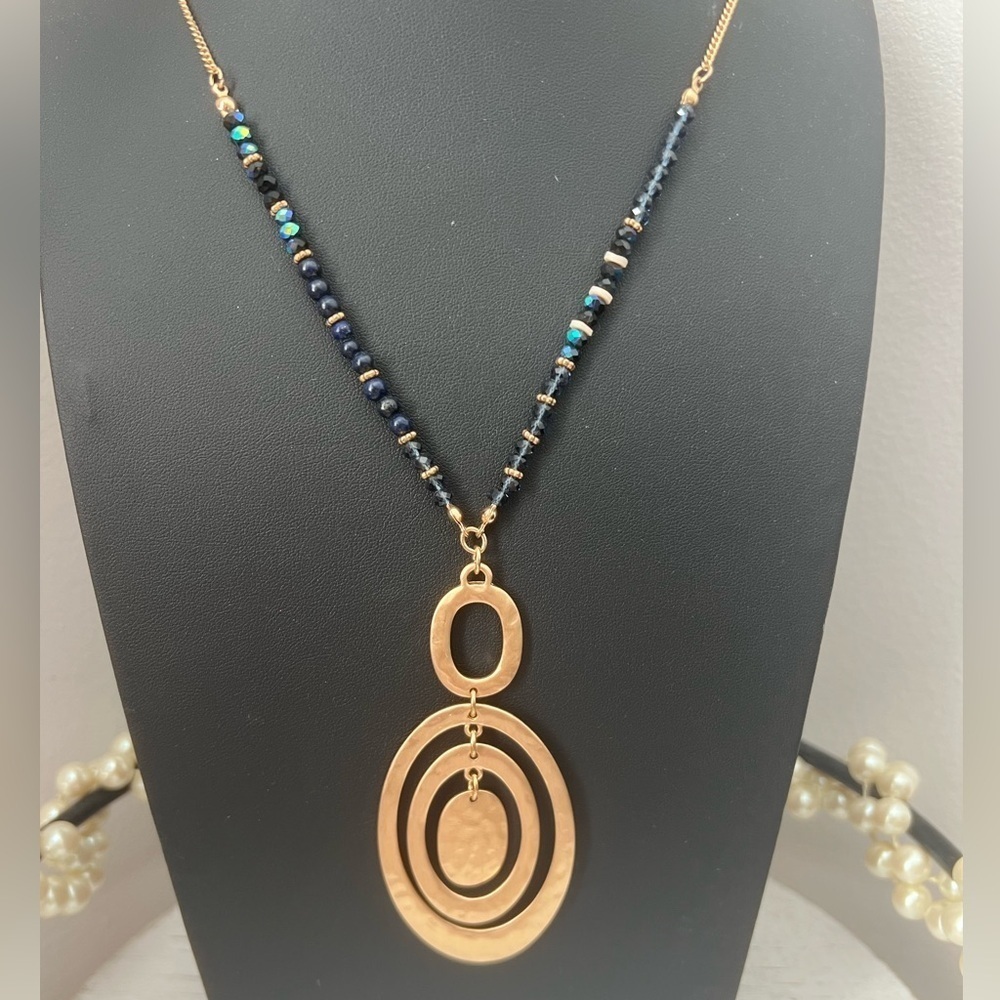 Jane Marie Twice As Nice Stone & Glass Bead Necklace 40” D12